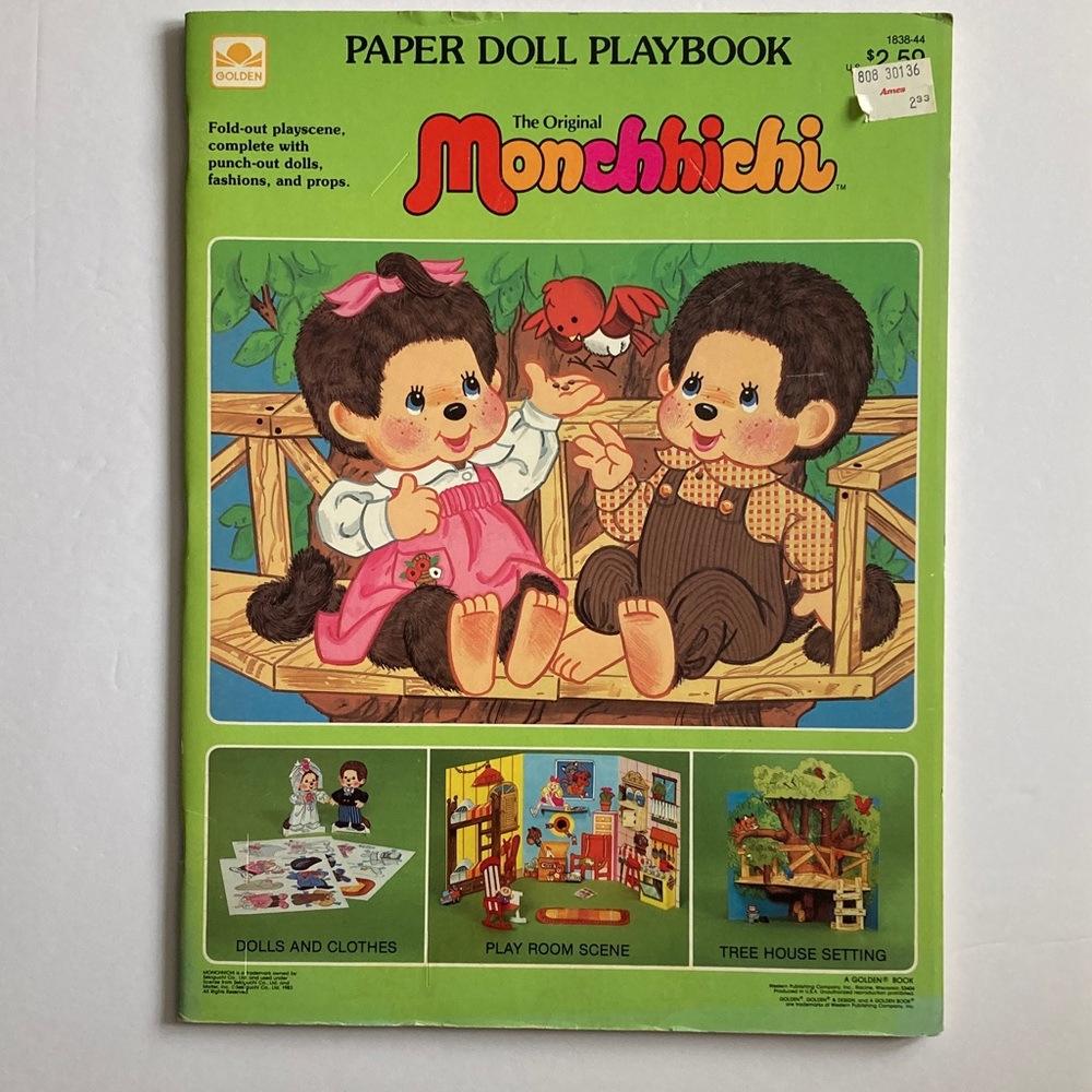 Vintage Monchhichi Paper Doll Playbook Unpunched Golden Book 1983